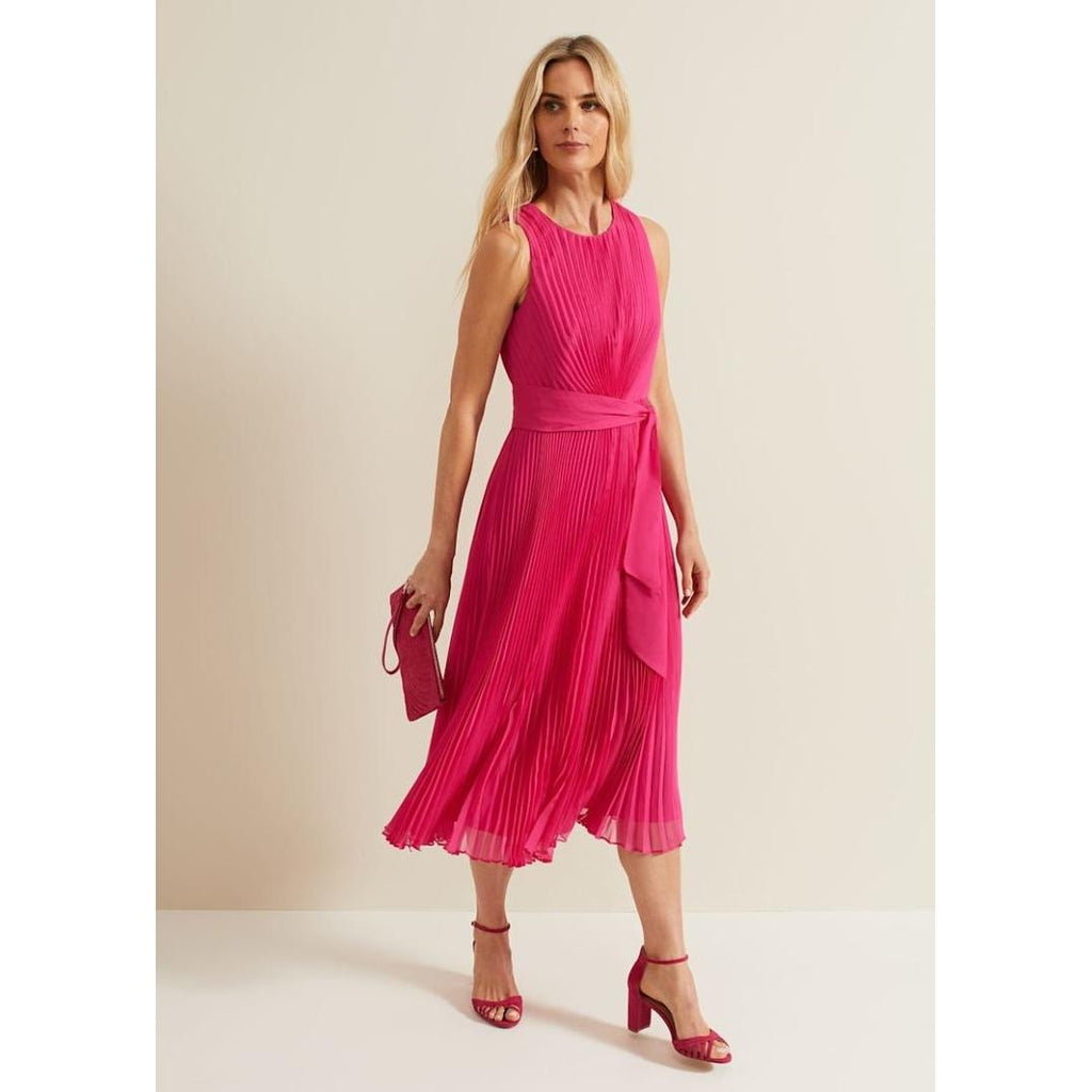 Phase Eight Simara Pleat Dress - Pink - Beales department store