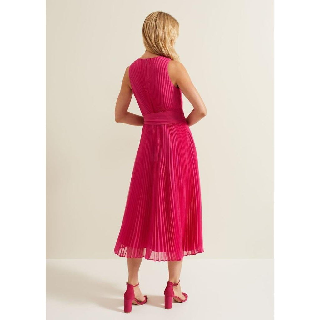 Phase Eight Simara Pleat Dress - Pink - Beales department store