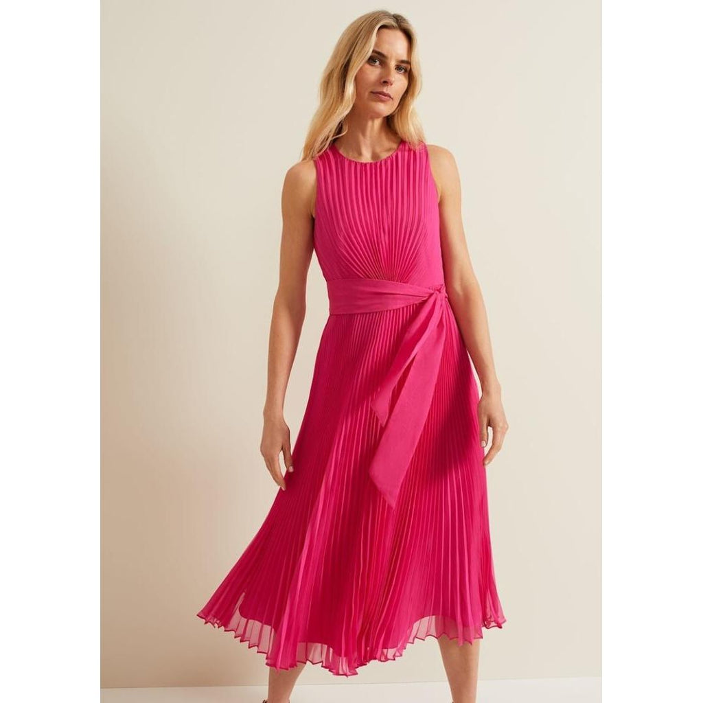 Phase Eight Simara Pleat Dress - Pink - Beales department store