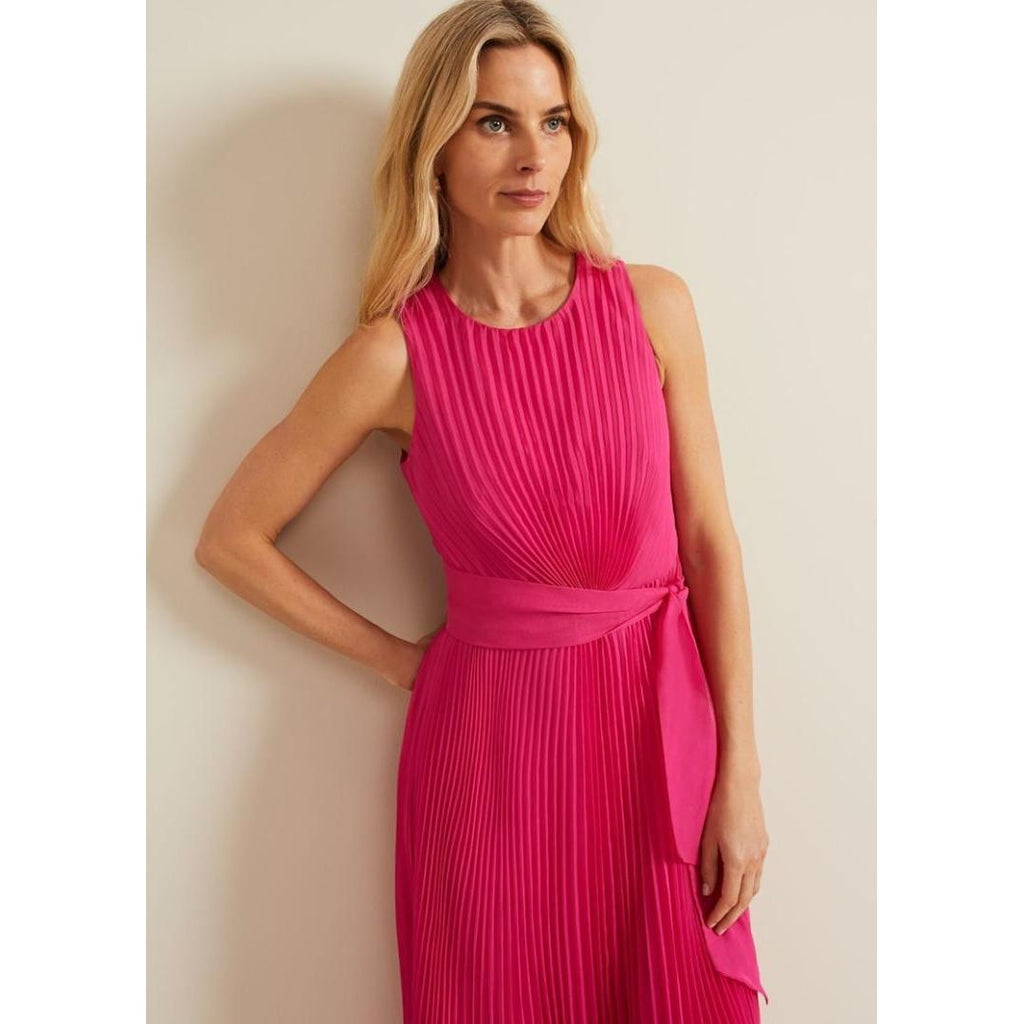 Phase Eight Simara Pleat Dress - Pink - Beales department store