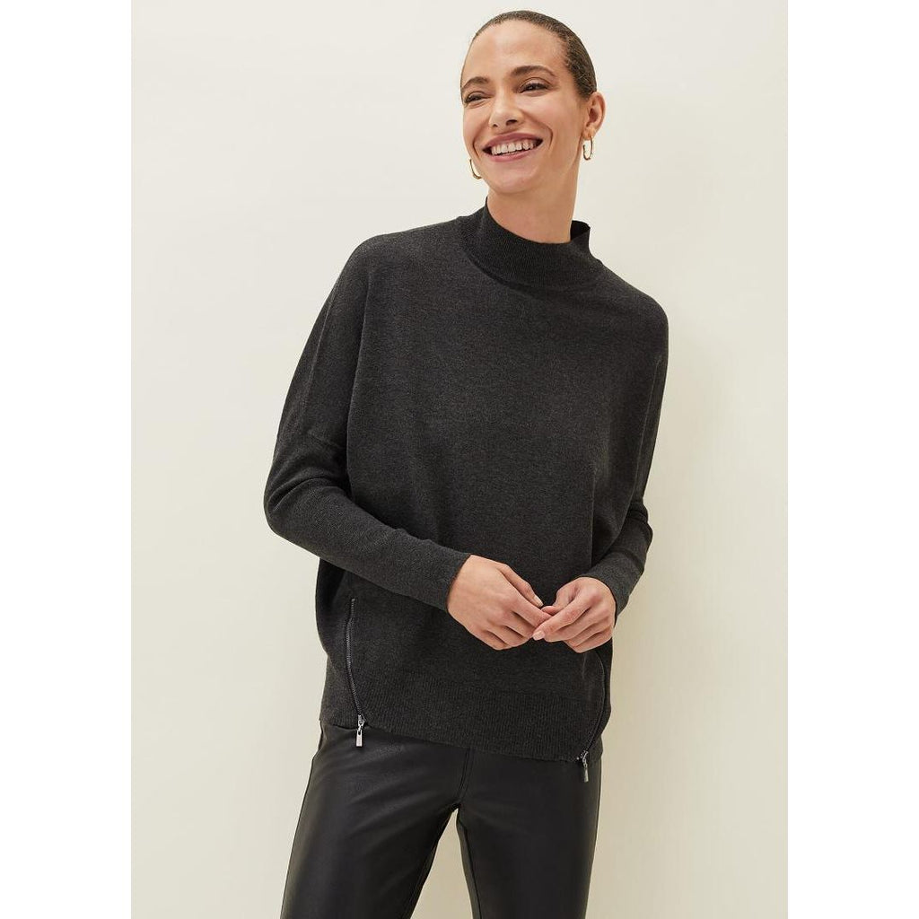 Phase Eight Skylar Roll Neck Knit - Charcoal - Beales department store