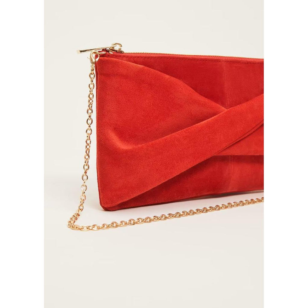 Phase Eight Suede Clutch Bag - Red - Beales department store