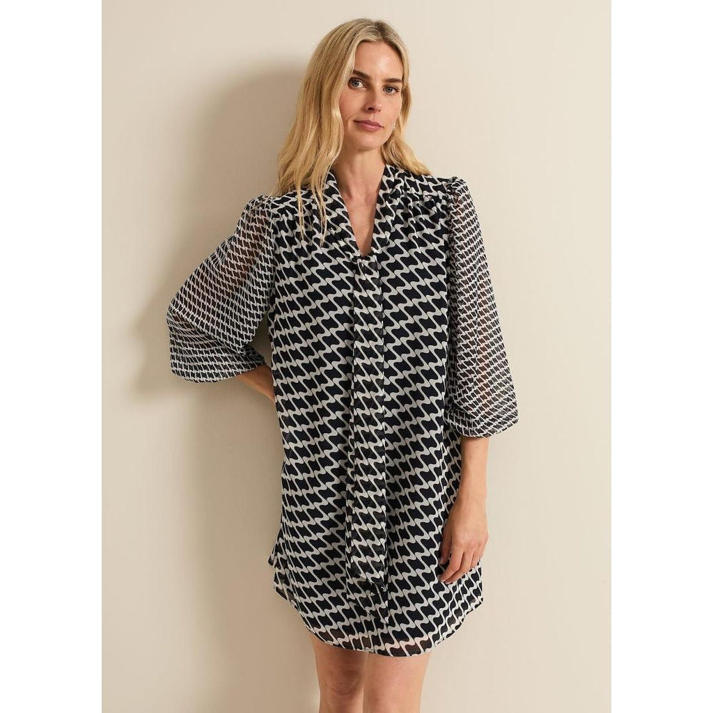 Phase Eight Suki Geo Tunic Mini Dress - Navy - Beales department store