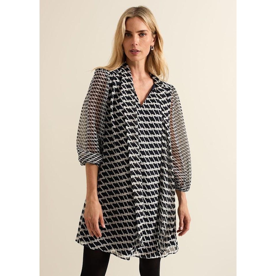 Phase Eight Suki Geo Tunic Mini Dress - Navy - Beales department store