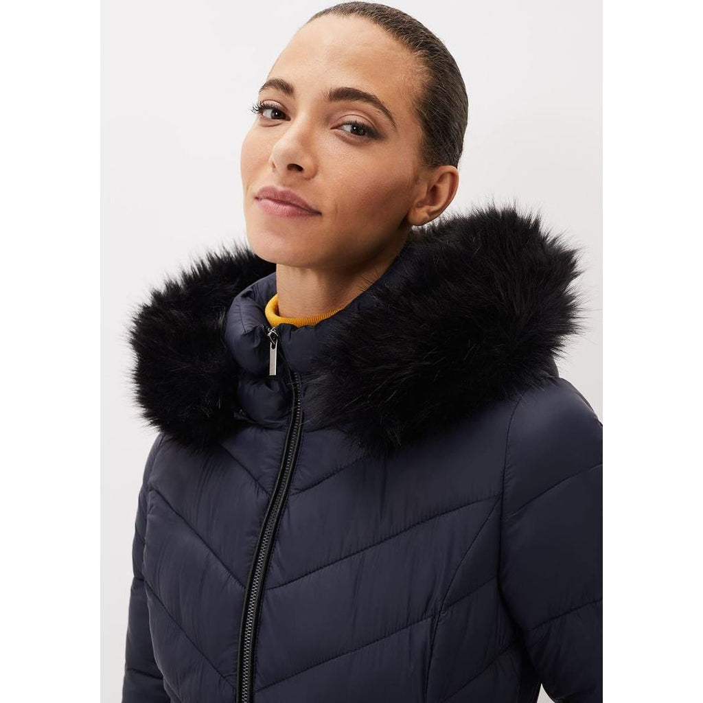 Phase Eight Synthia High Shine Puffer Coat - Navy - Beales department store