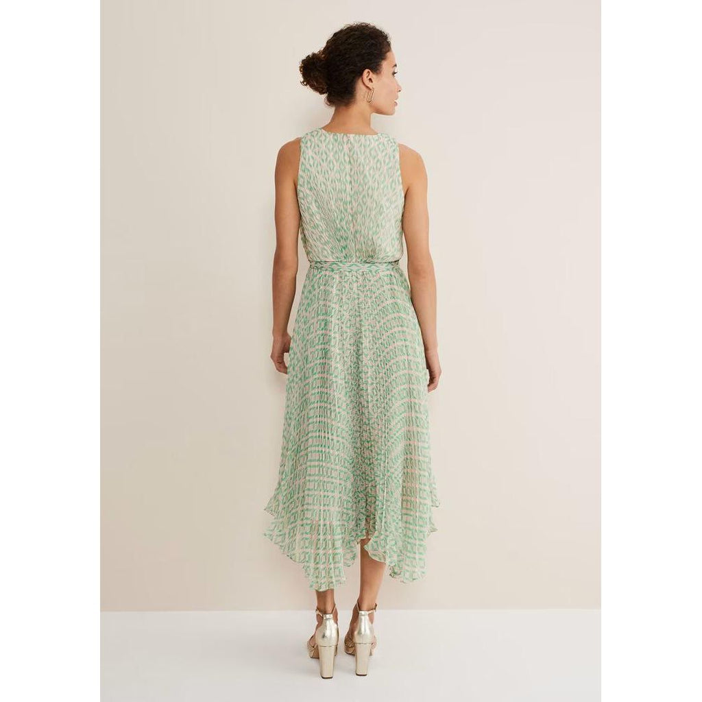 Phase Eight Vanya Pleated Sunray Dress - Powder Pink/Green - Beales department store