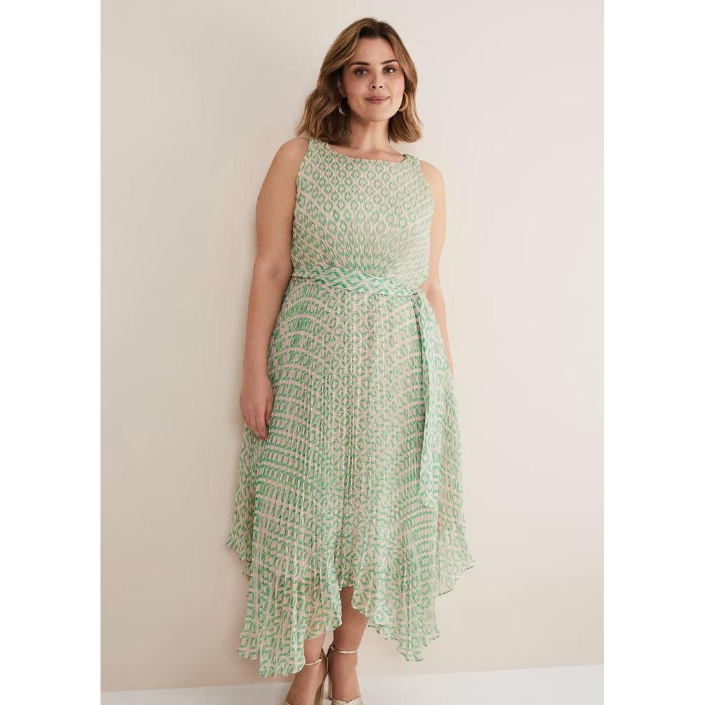 Phase Eight Vanya Pleated Sunray Dress - Powder Pink/Green - Beales department store