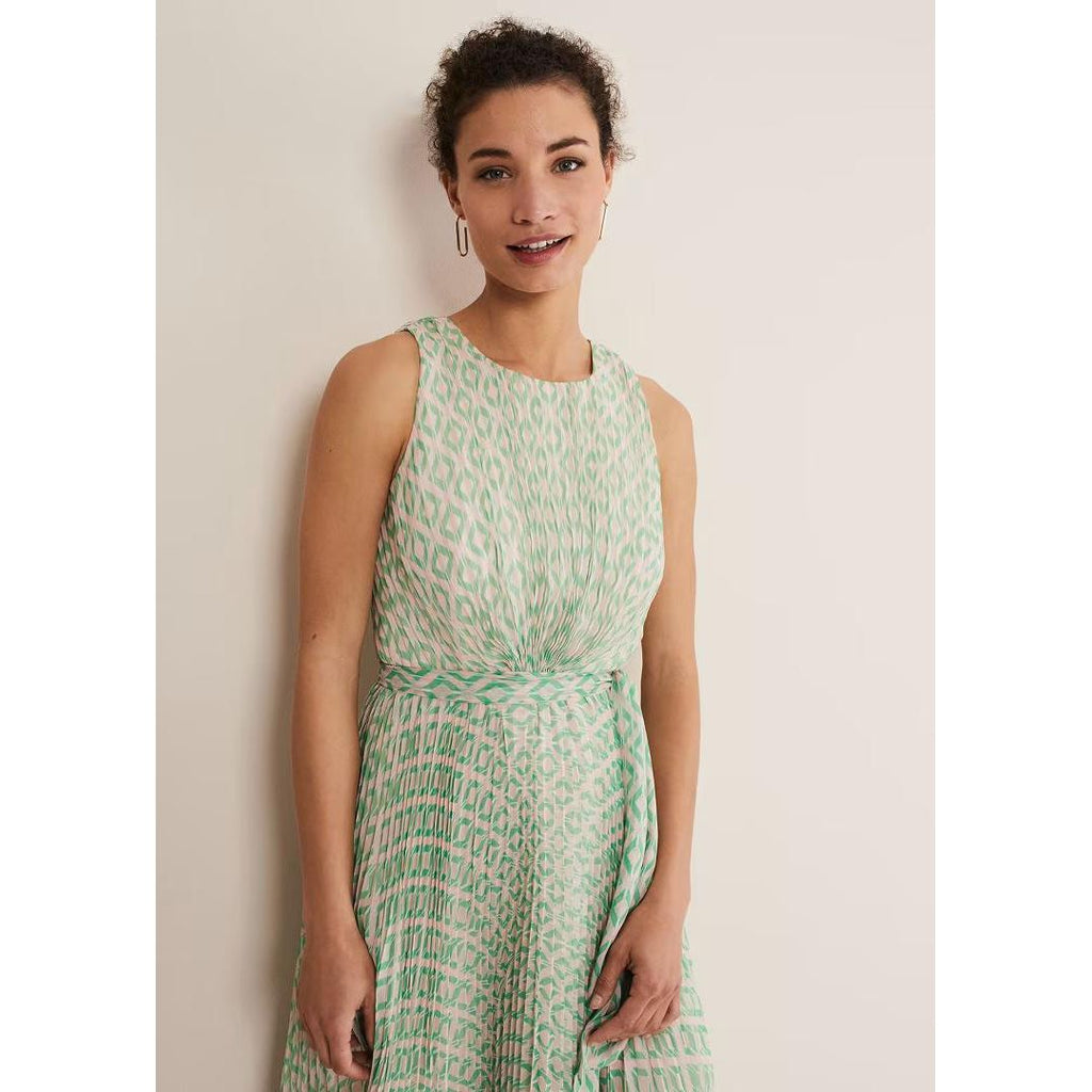 Phase Eight Vanya Pleated Sunray Dress - Powder Pink/Green - Beales department store