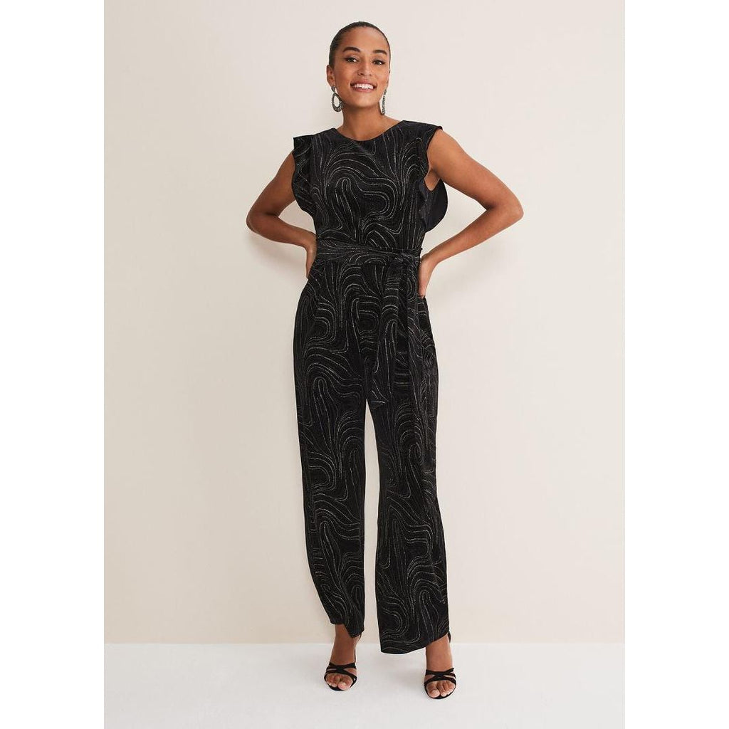 Phase Eight Victoriana Jumpsuit - Black/Gold - Beales department store