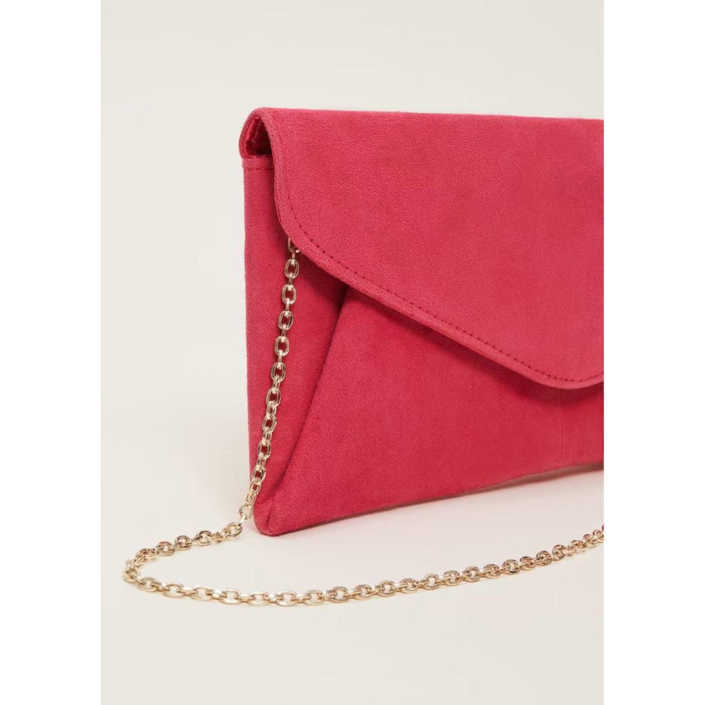 Phase Eight Wendie Suede Clutch Bag - Raspberry - Beales department store