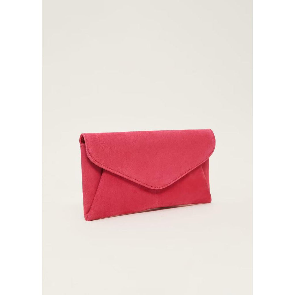 Phase Eight Wendie Suede Clutch Bag - Raspberry - Beales department store