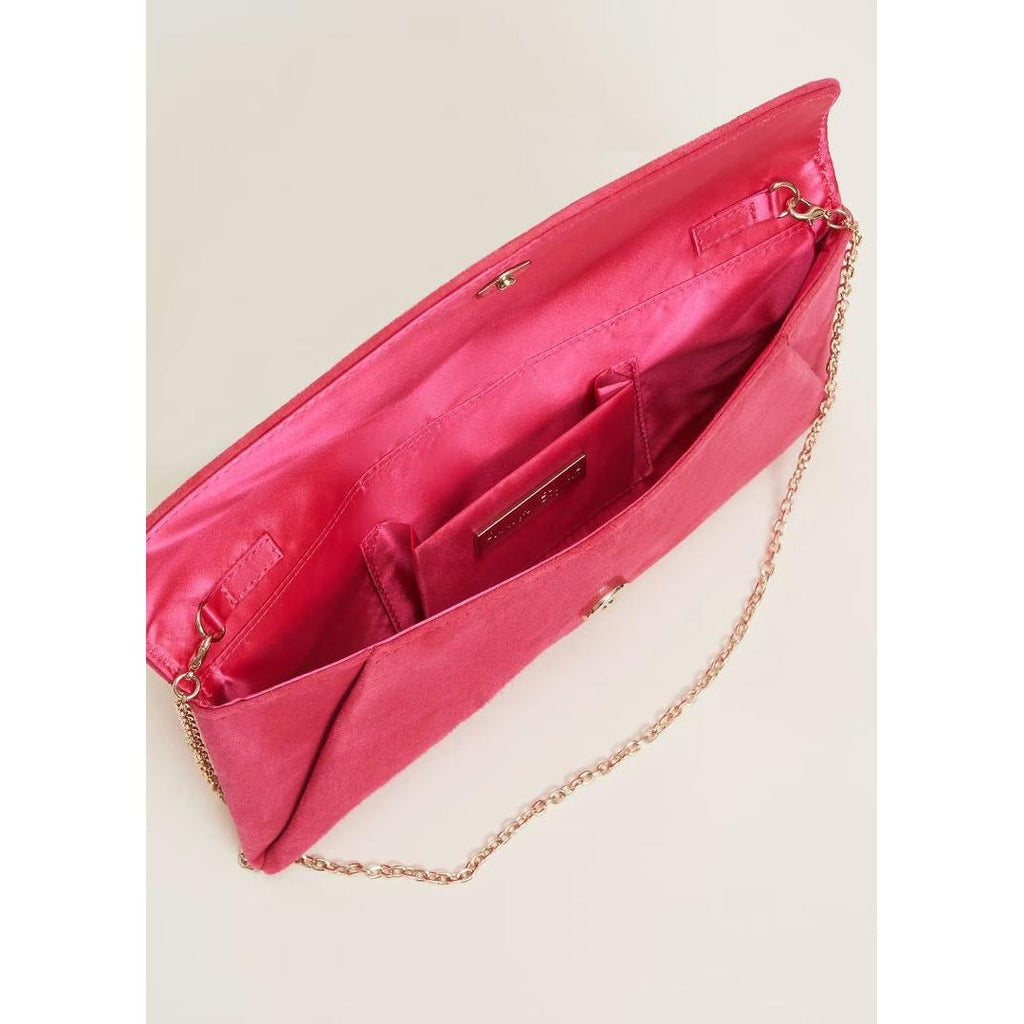 Phase Eight Wendie Suede Clutch Bag - Raspberry - Beales department store