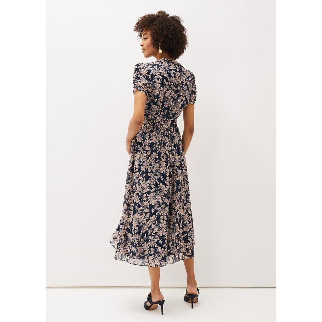Phase Eight Zendaya Floral Dress - Perussian Blue/Taupe - Beales department store