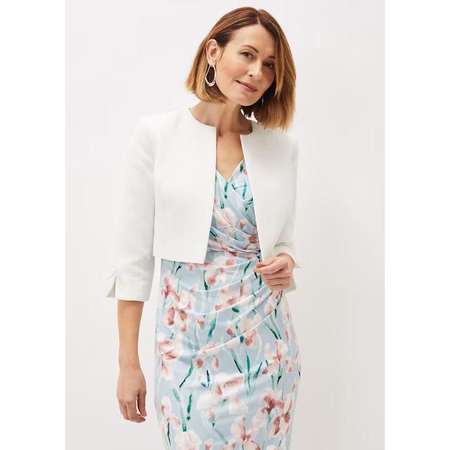 Phase Eight Zoelle Bow Detail Jacket - Ivory - Beales department store