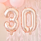 30th Rose Gold Foil Balloons- 5 Inner Pack