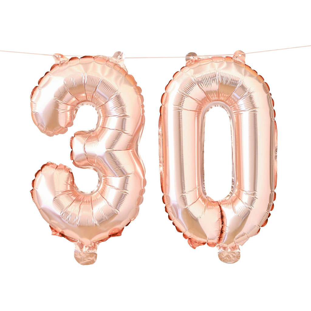 30th Rose Gold Foil Balloons- 5 Inner Pack