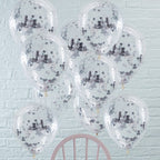 Silver Confetti Balloons- 5 Inner Pack