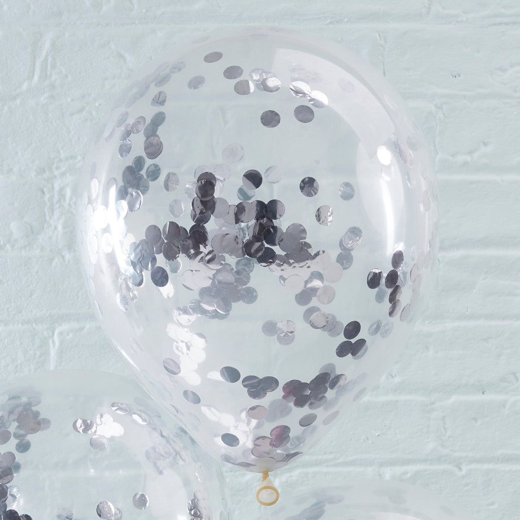 Silver Confetti Balloons- 5 Inner Pack