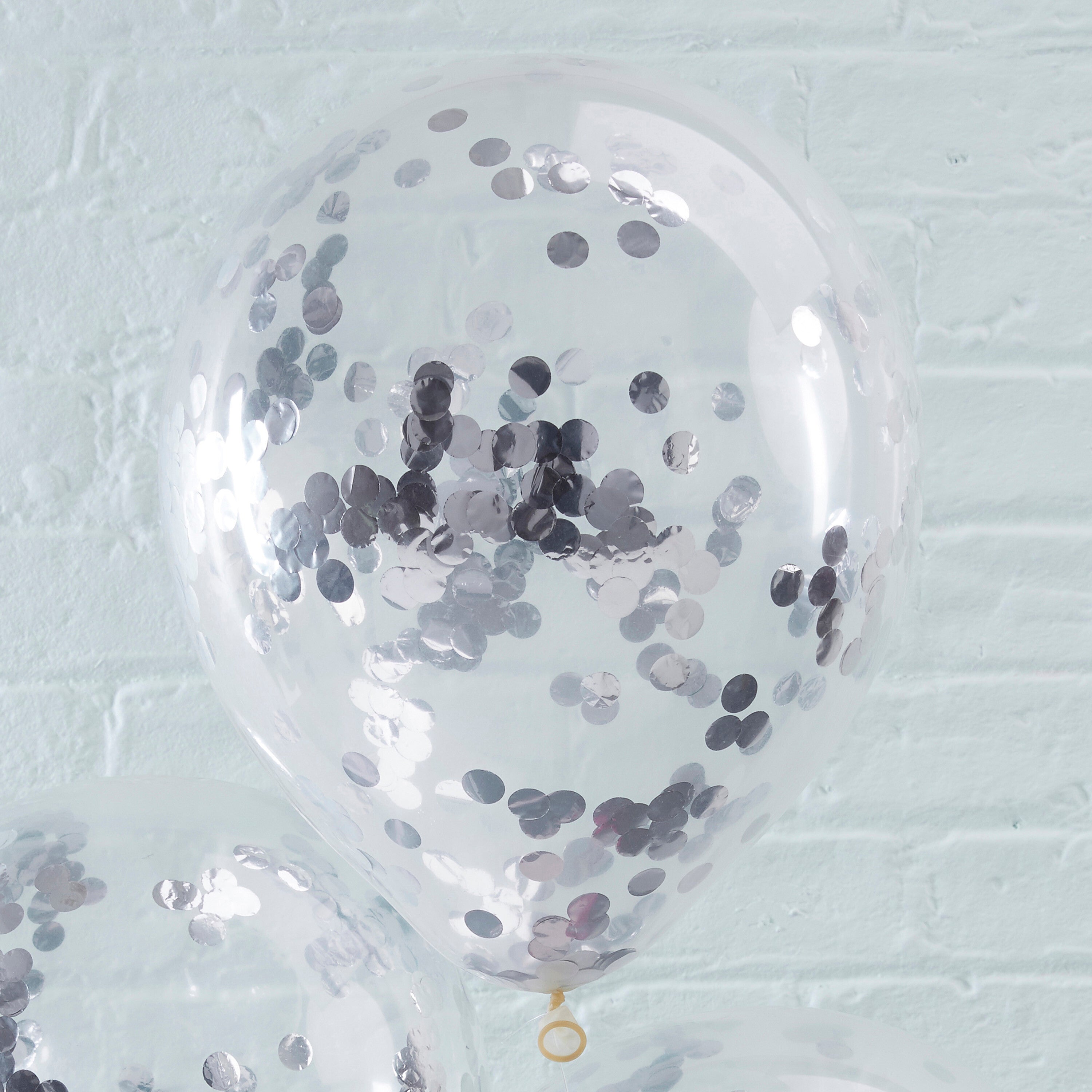 Silver Confetti Balloons- 5 Inner Pack