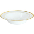 Premium White with Gold Trim Plastic Bowls - 340ml (10pk)