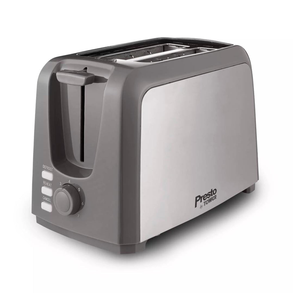 PT20057 Tower Presto 2 Slice Toaste - Brushed Stainless Steel - Beales department store