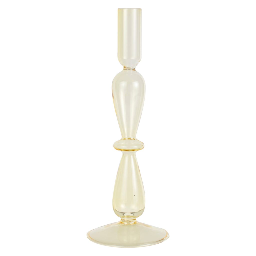 Yellow Glass Bubble Dinner Candle Holder
