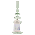 Green Glass Bubble Dinner Candle Holder
