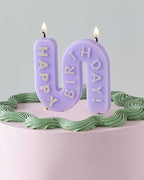 Pastel Wave 'Happy Birthday' Candle - 12cm x 7cm
