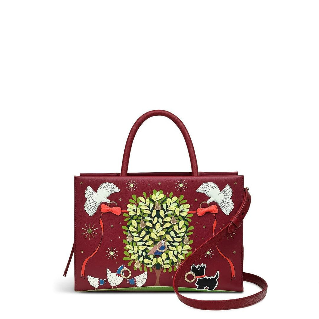 Radley 12 Days Of Christmas Medium Ziptop Multiway Bag - Cranberry - Beales department store