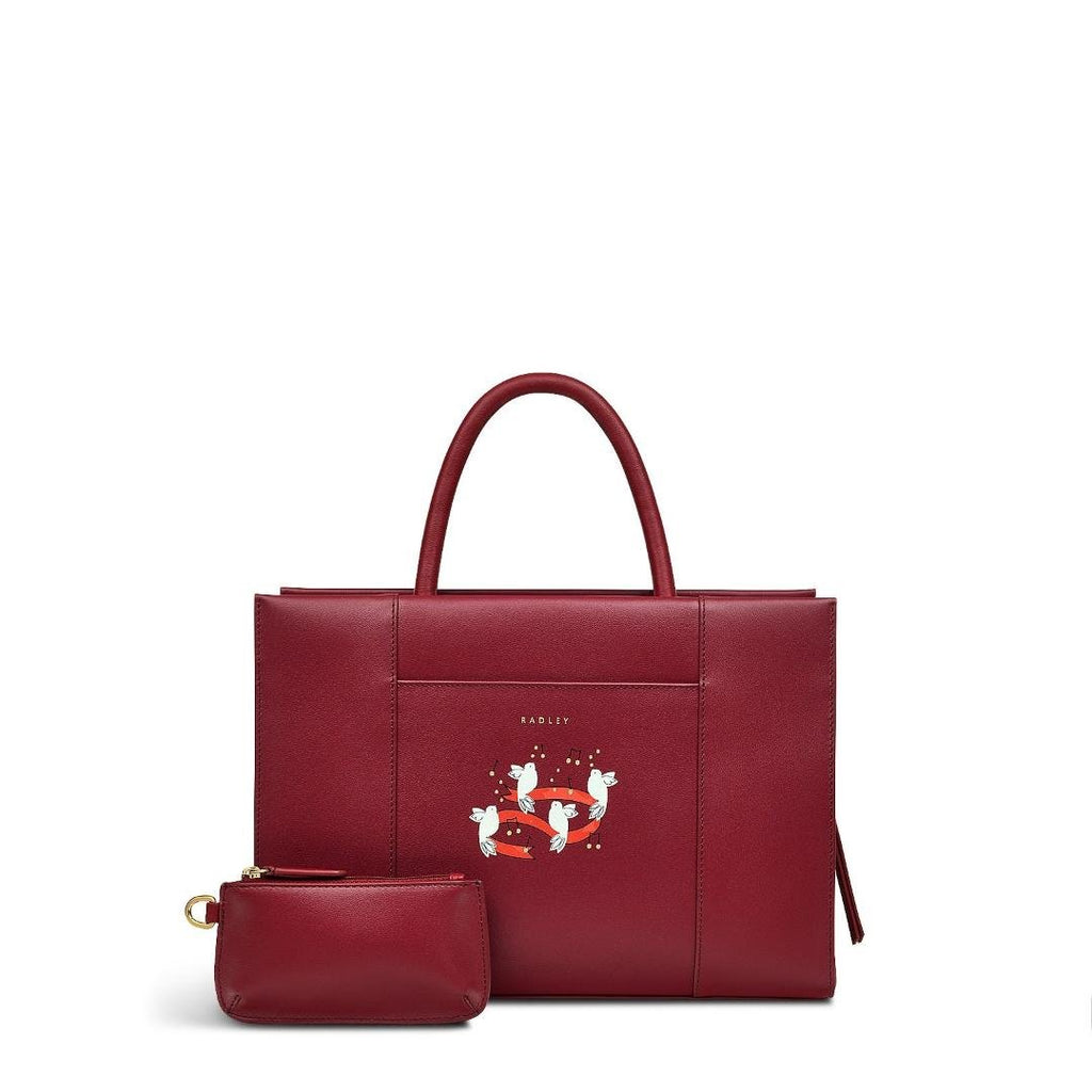 Radley 12 Days Of Christmas Medium Ziptop Multiway Bag - Cranberry - Beales department store