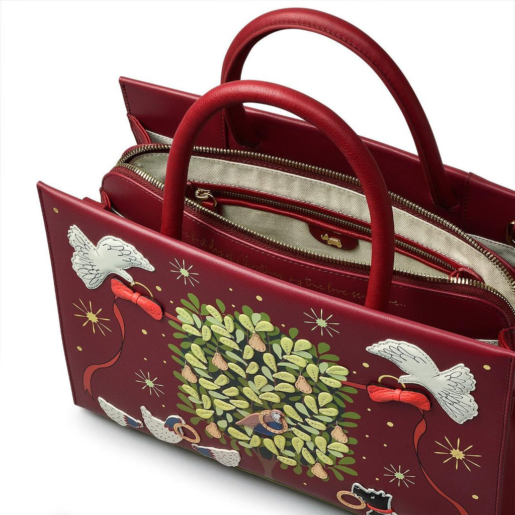 Radley 12 Days Of Christmas Medium Ziptop Multiway Bag - Cranberry - Beales department store