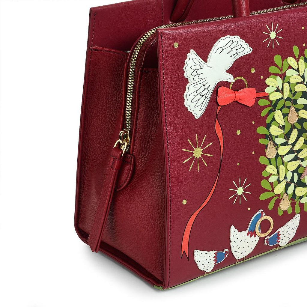 Radley 12 Days Of Christmas Medium Ziptop Multiway Bag - Cranberry - Beales department store