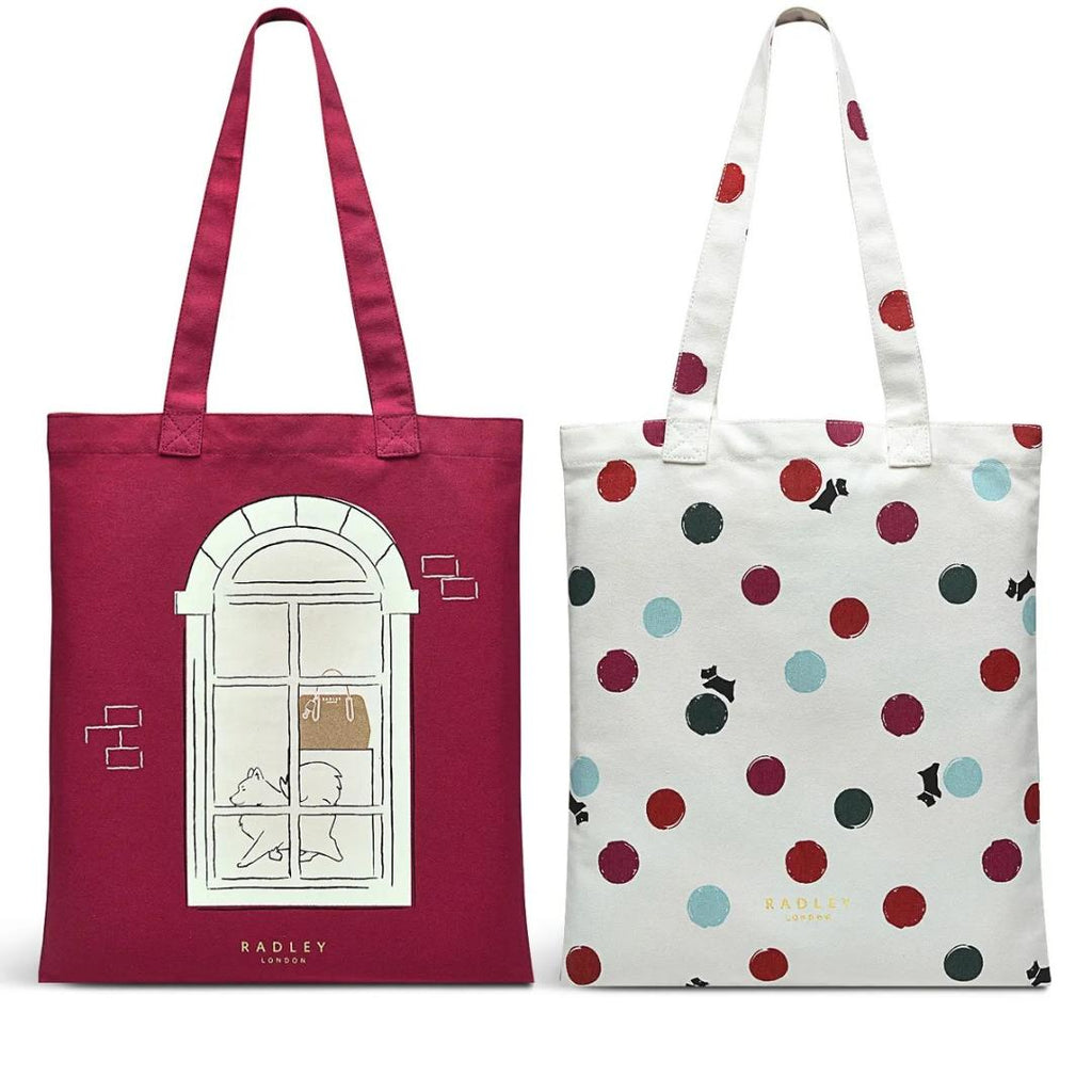 Radley Christmas Dogs 2 Pack Medium Tote Bags - Dark Rose - Beales department store