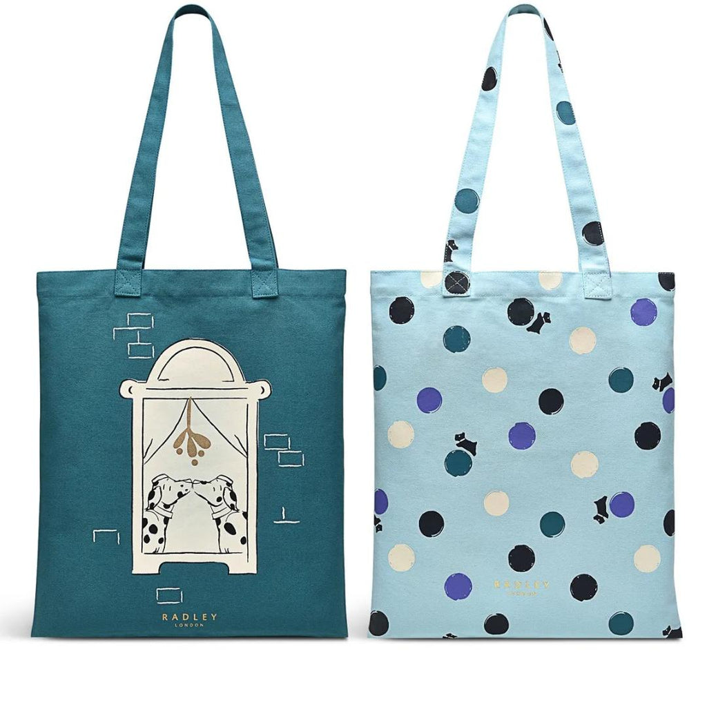 Radley Christmas Dogs 2 Pack Medium Tote Bags - Verdigris Green - Beales department store