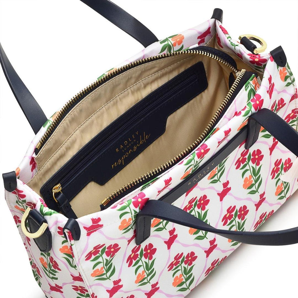 Radley Finsbury Park Carousel Floral Medium Ziptop Grab Bag - Chalk - Beales department store