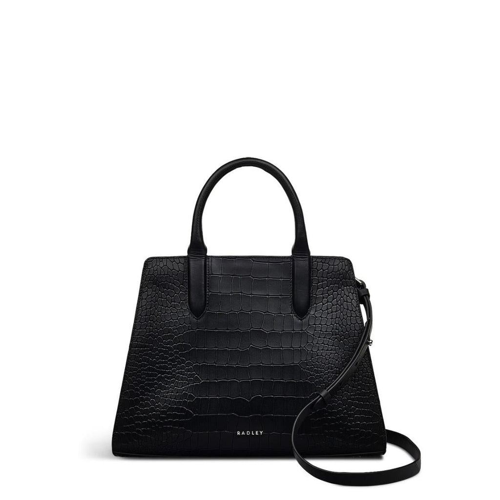 Radley Glasshouse Faux Croc Medium Grab Multiway Bag - Black - Beales department store