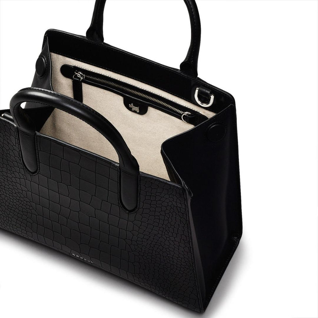 Radley Glasshouse Faux Croc Medium Grab Multiway Bag - Black - Beales department store