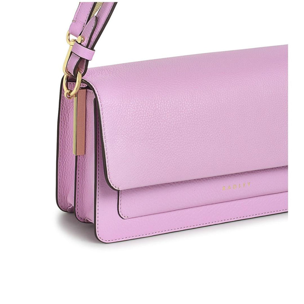 Radley Leather Lane Medium Flapover Shoulder Bag - Sugar Pink - Beales department store