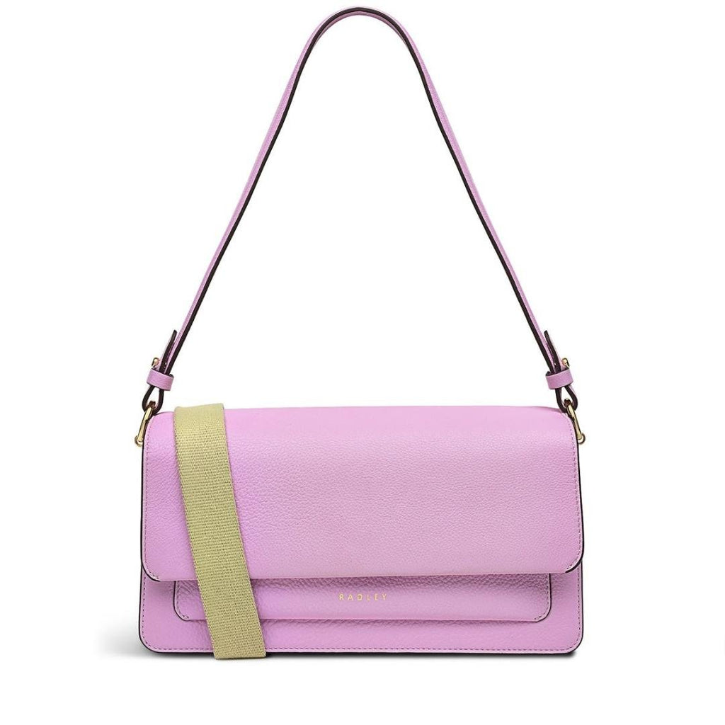 Radley Leather Lane Medium Flapover Shoulder Bag - Sugar Pink - Beales department store