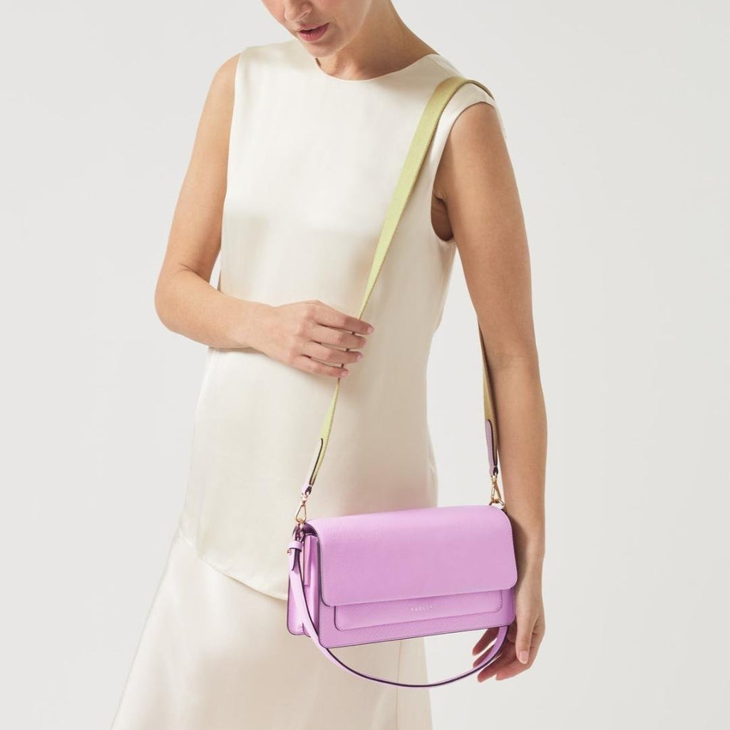 Radley Leather Lane Medium Flapover Shoulder Bag - Sugar Pink - Beales department store