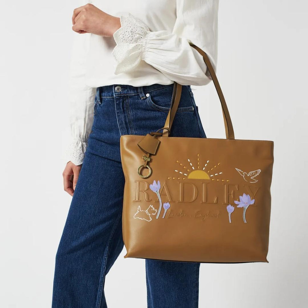 Radley Museum Street Spring Bulbs Medium Ziptop Tote Bag - Butterscotch - Beales department store