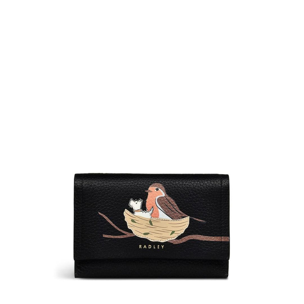 Radley Robin Medium Flapover Purse - Black - Beales department store