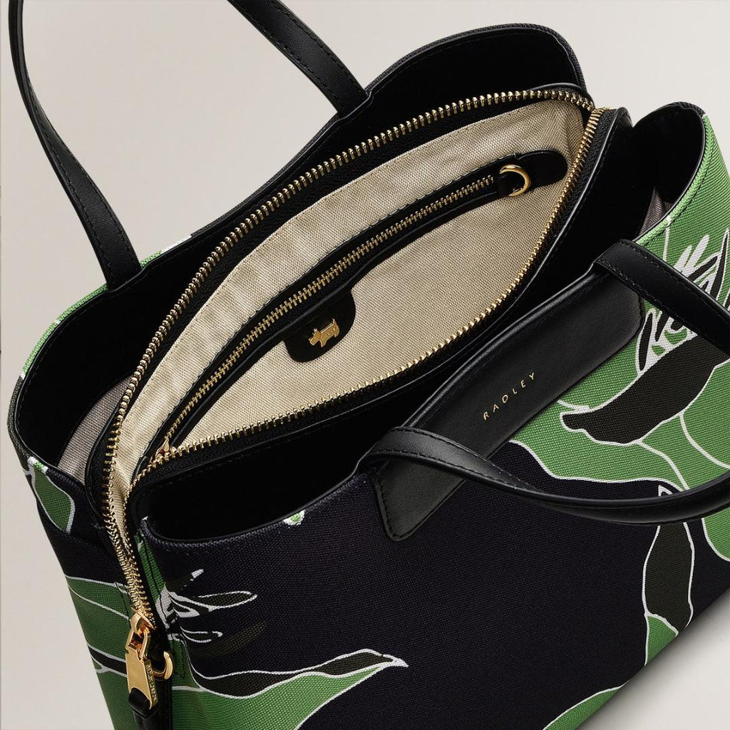 Radley Southwell Gardens Floral Medium Ziptop Grab Bag - Black - Beales department store