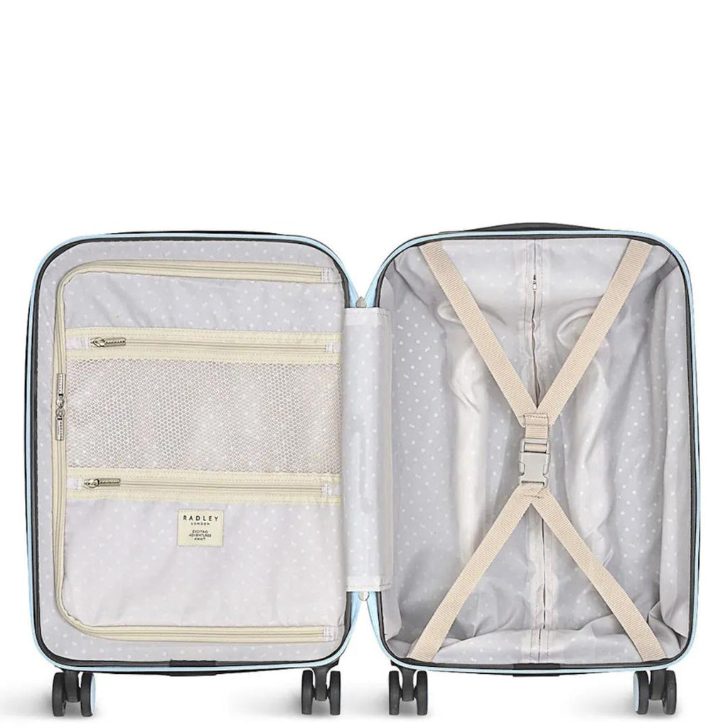 Radley Texture Dog 4 Wheel Carry On Suitcase 55cm - Pale Blue - Beales department store