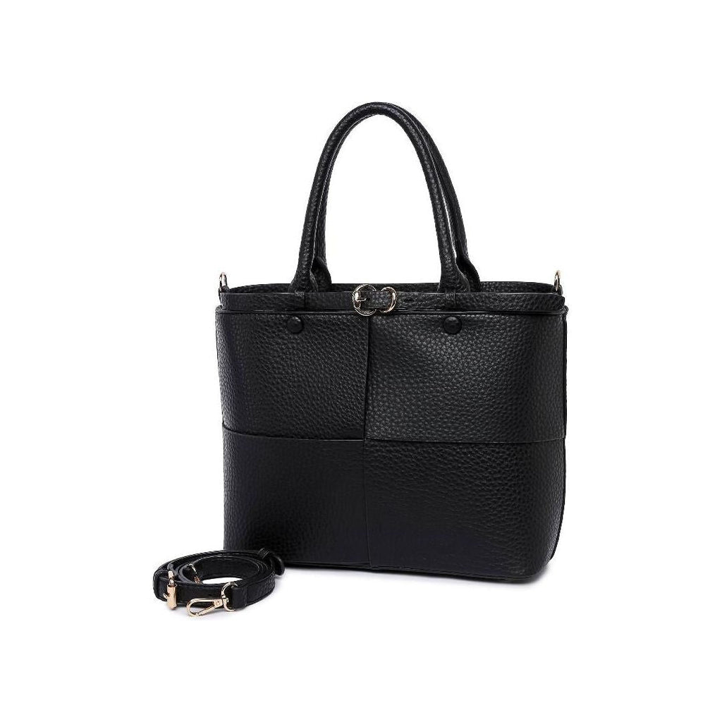 Raffaella Buckle Detail Shoulder Bag - Black - Beales department store