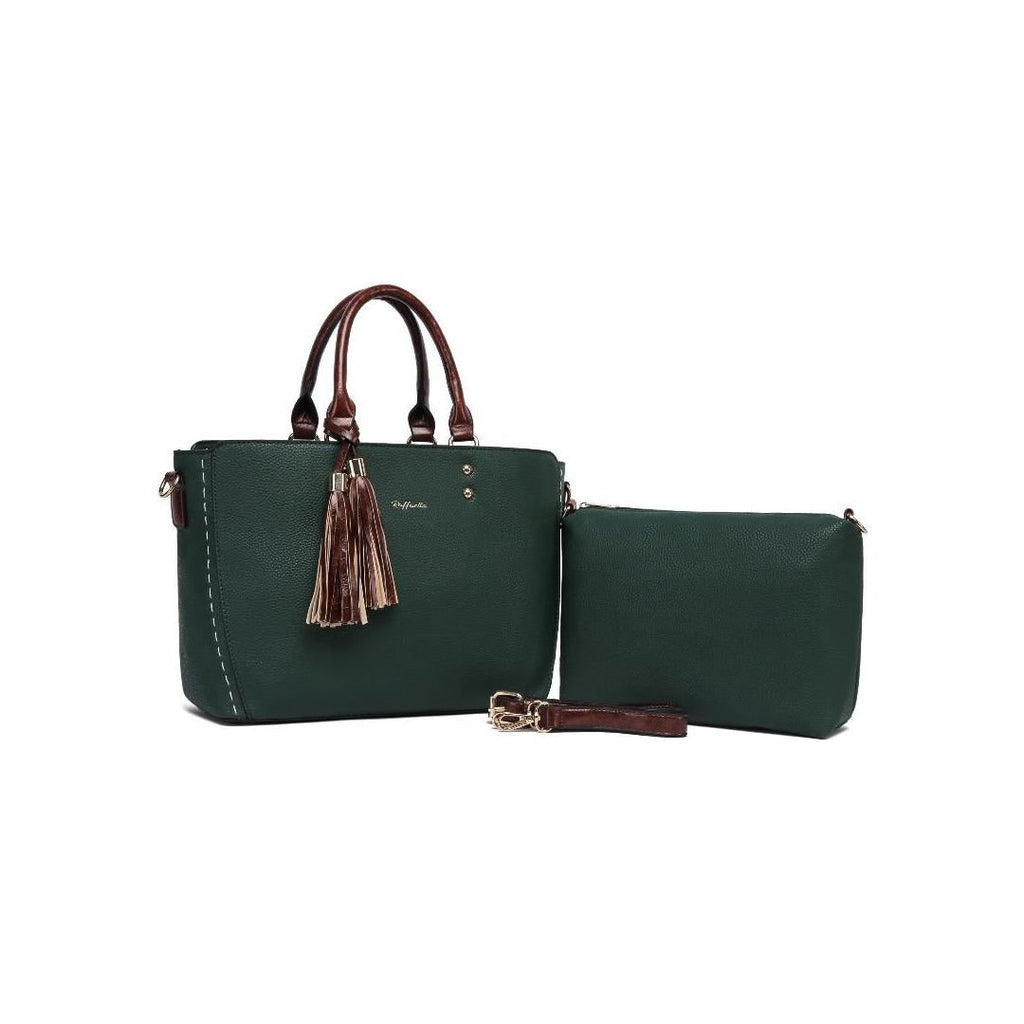 Raffaella Twin Handle Shoulder Bag - Green - Beales department store