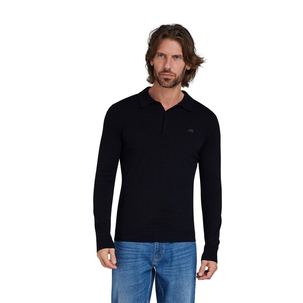 Raging Bull Classic Knitted Polo - Black - Beales department store