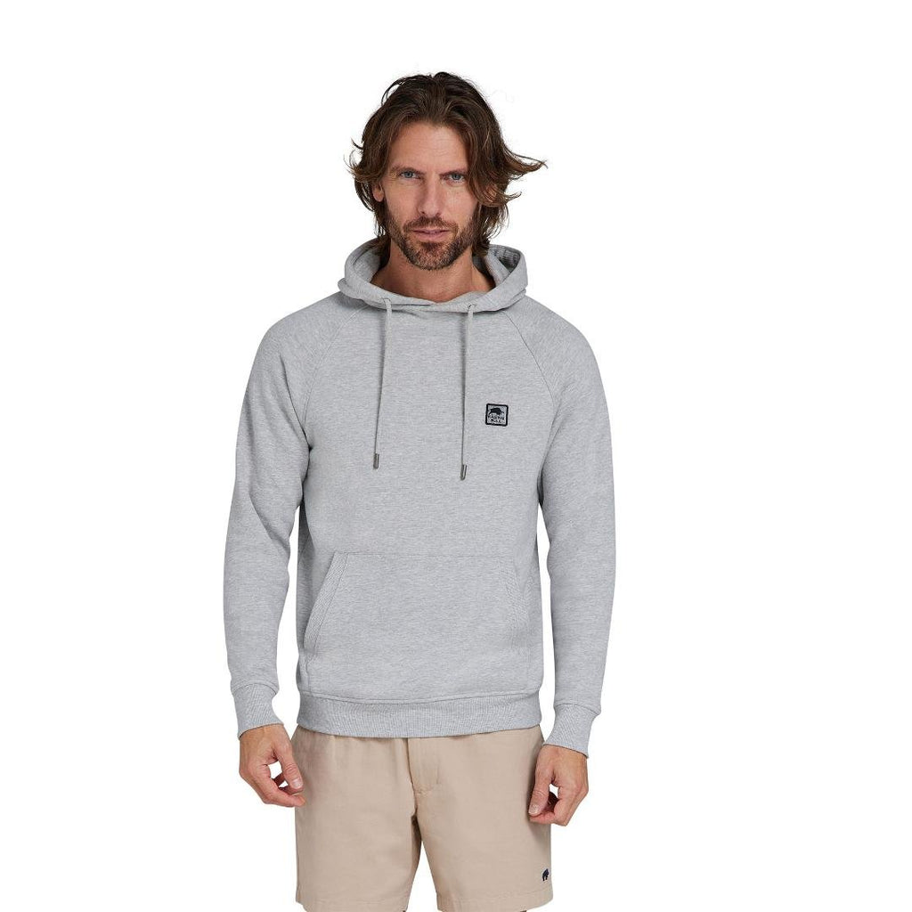 Raging Bull Classic Woven Patch Overhead Hoodie - Grey Marl - Beales department store