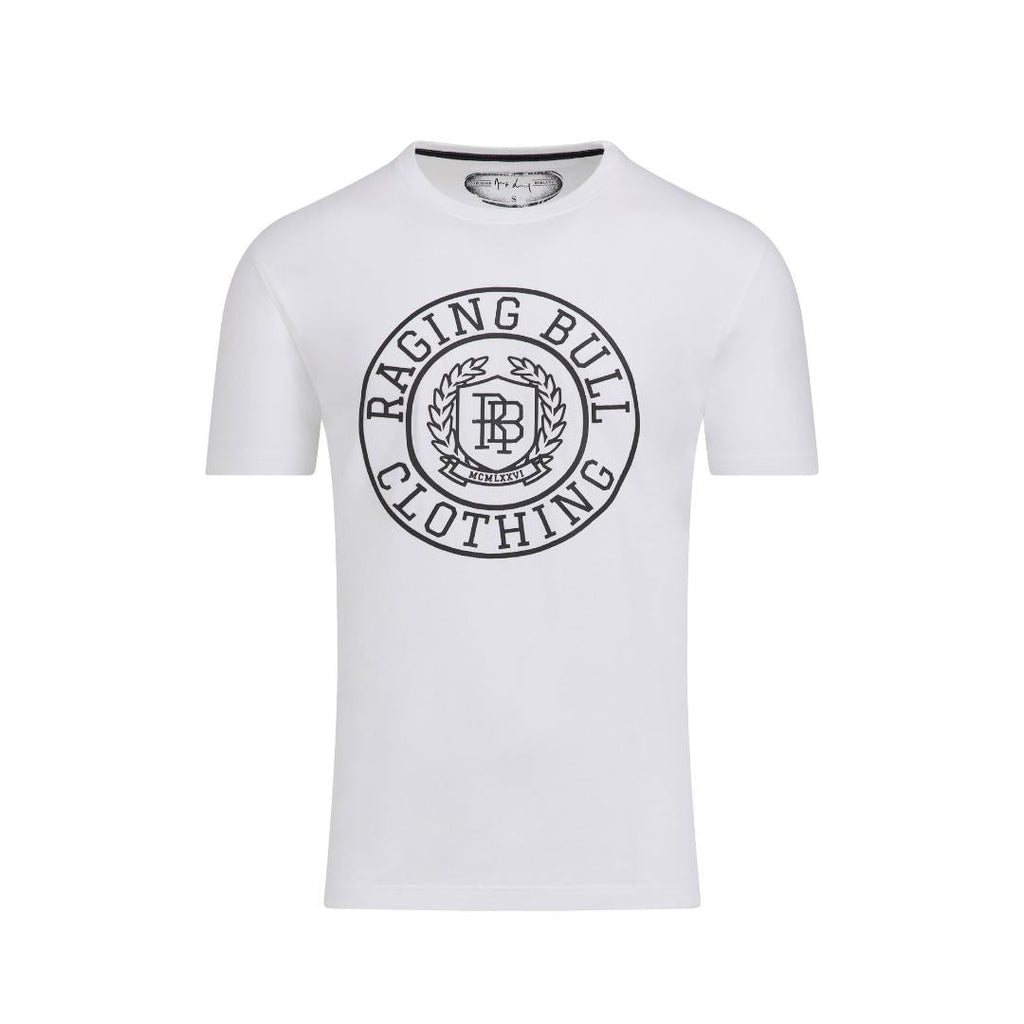 Raging Bull Highbuild Crest T-Shirt - White - Beales department store