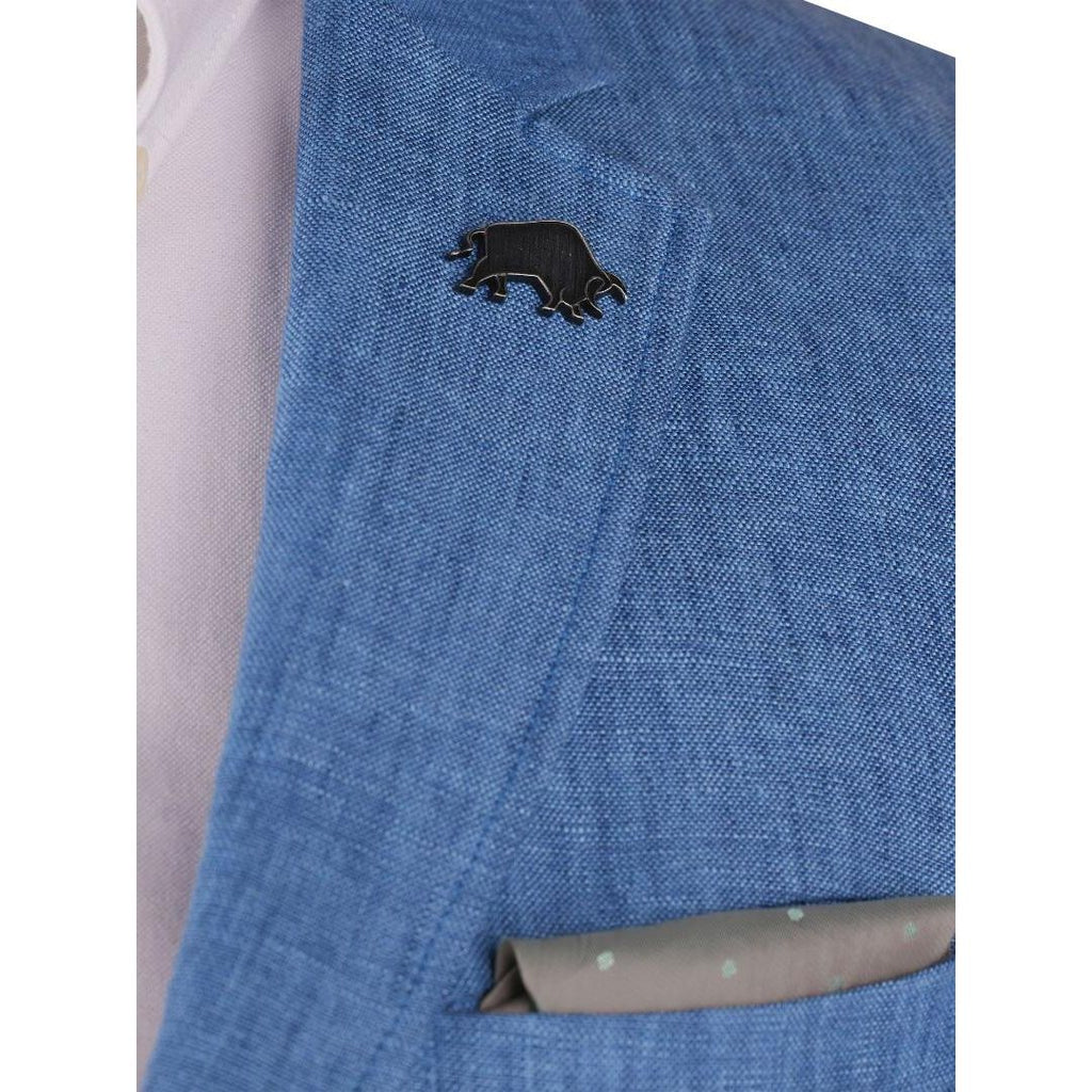 Raging Bull Linen Blazer - Mid Blue - Beales department store